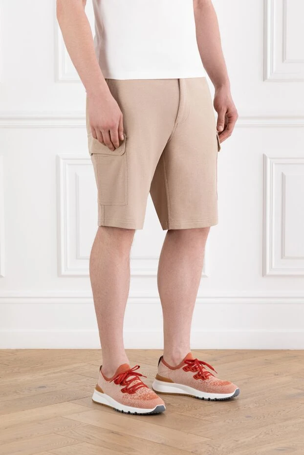 Brunello Cucinelli beige men's cotton bermuda shorts with leg pockets 188816 - photo 3