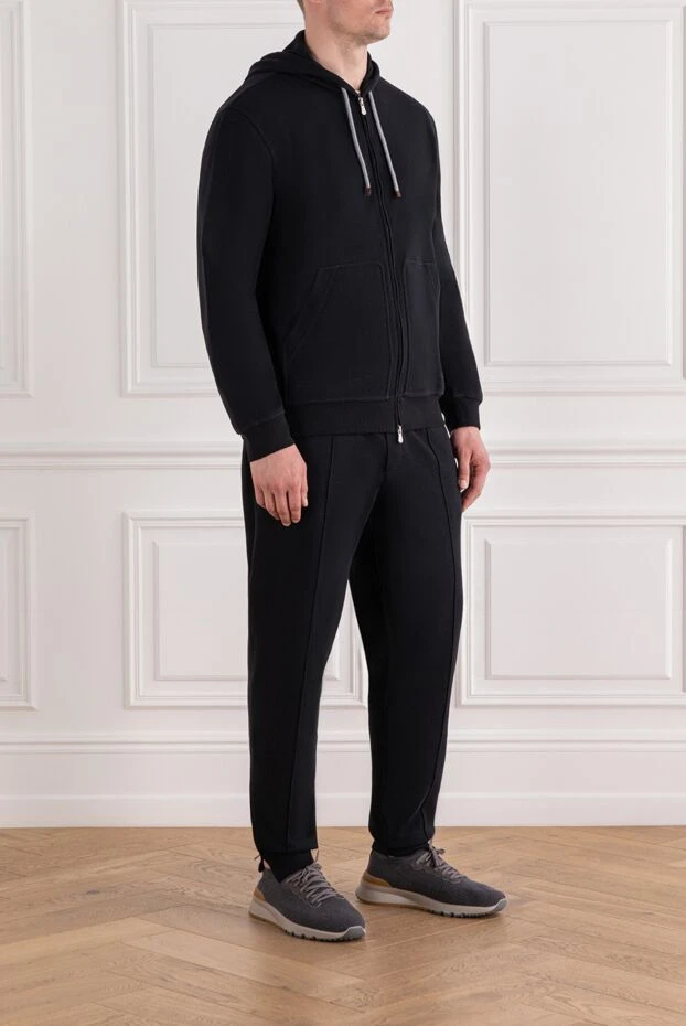 Brunello Cucinelli men's knitted tracksuit black with hood 188817 - photo 3