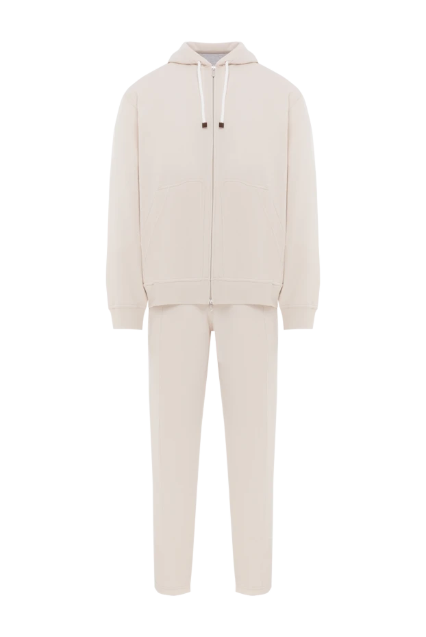 Brunello Cucinelli бежевый спортивный костюм из хлопка с капюшоном на кулиске 188820 - фото 1