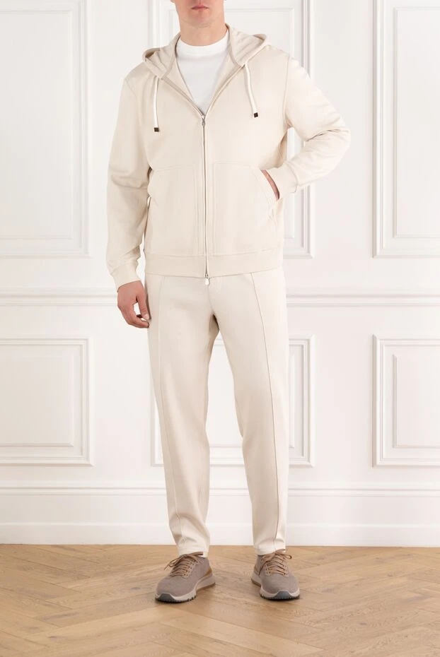 Brunello Cucinelli beige cotton tracksuit with drawstring hood 188820 - photo 2