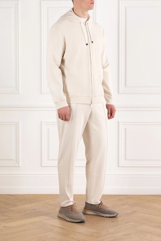 Brunello Cucinelli beige cotton tracksuit with drawstring hood 188820 - photo 3