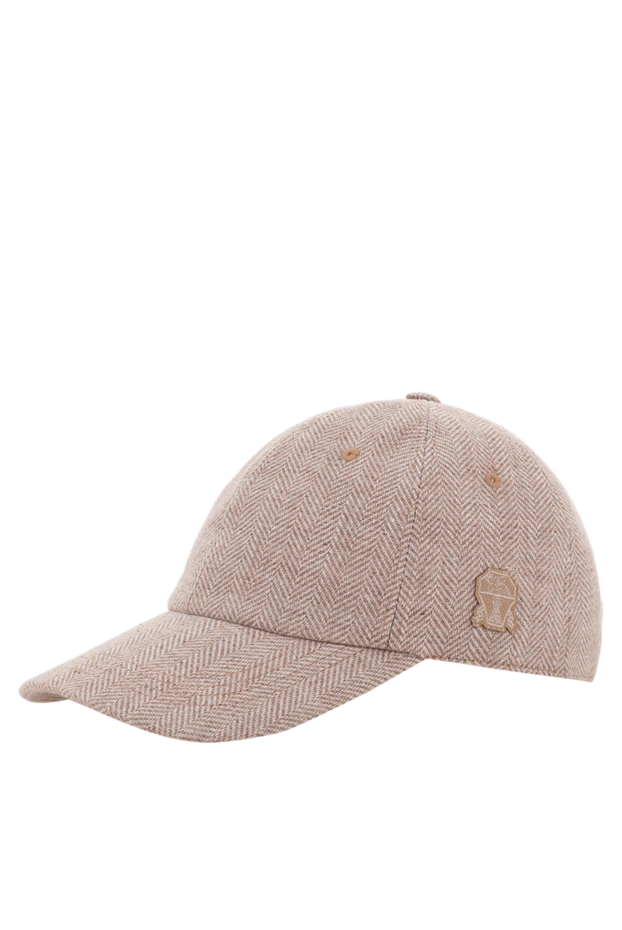 Brunello Cucinelli beige baseball cap made of linen, wool and silk with a herringbone pattern 188840 - photo 3