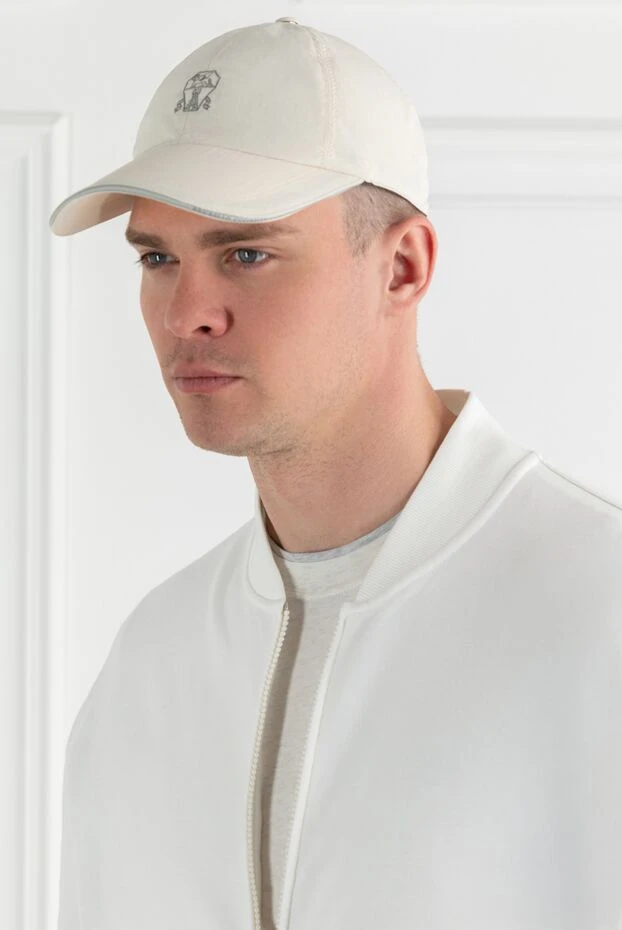 Brunello Cucinelli baseball cap with embroidered logo white men's 188844 - photo 3