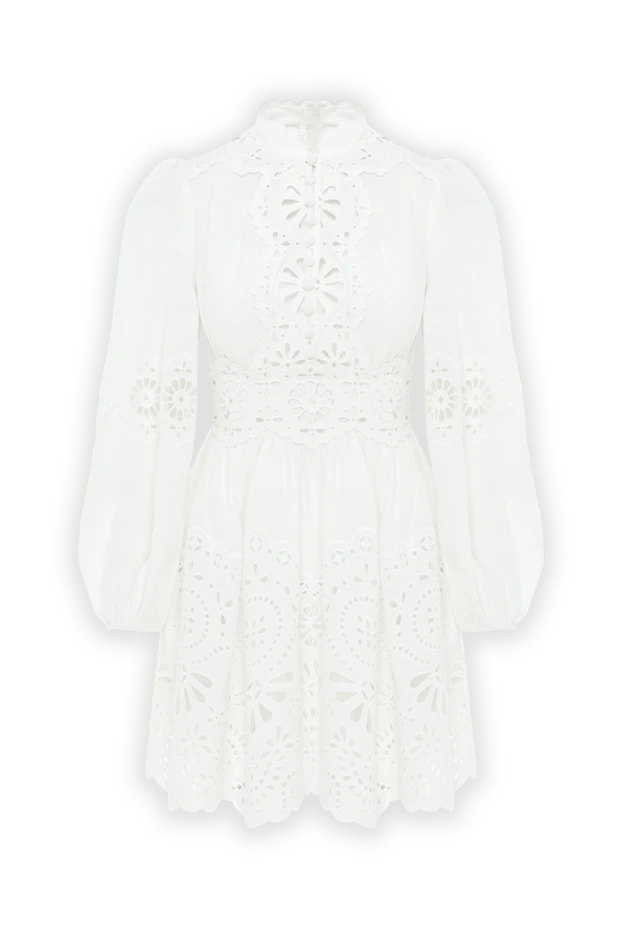 Zimmermann льняное мини-платье acacia broderie белого цвета 188864 - фото 1