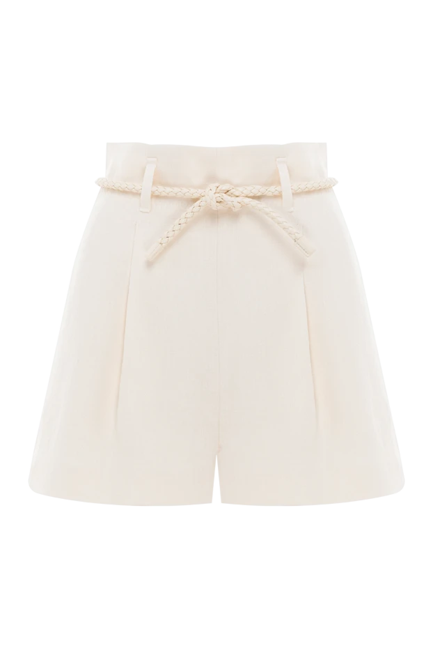 Zimmermann короткие льняные шорты с высокой талией crush linen tuck в бежевом цвете 188873 - фото 1
