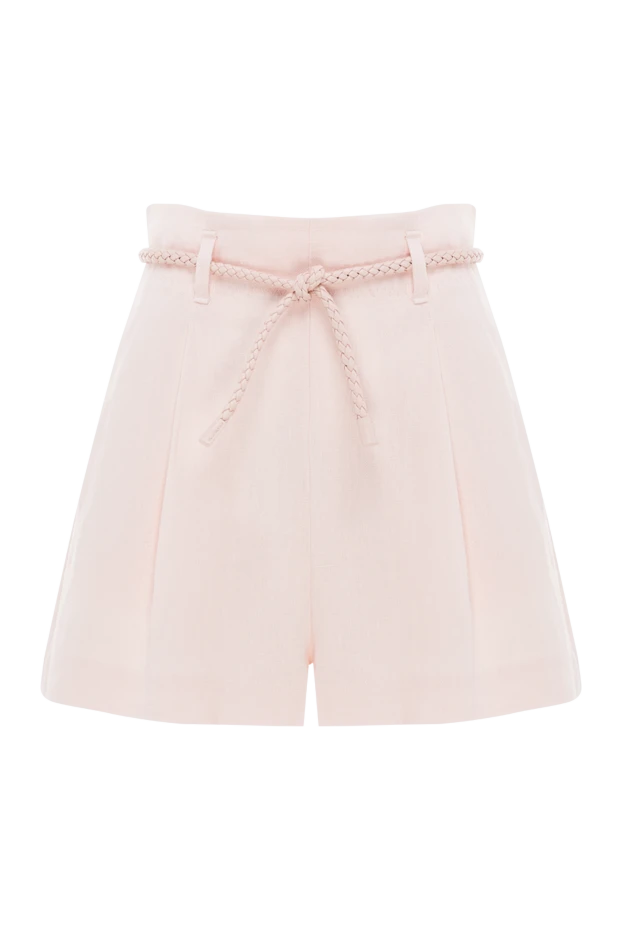 Zimmermann короткие льняные шорты с высокой талией crush linen tuck в розовом цвете 188874 - фото 1