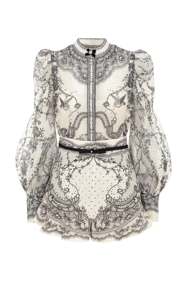 Zimmermann блуза crush body с шортами из льна и шелка бежевого цвета 188880 - фото 1