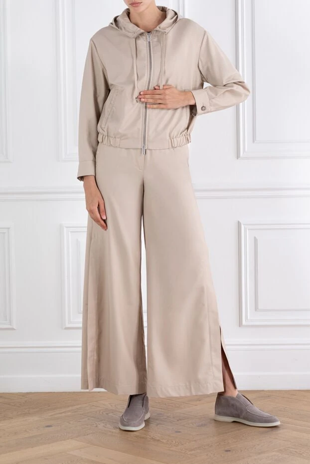 Peserico прогулочный костюм бежевый с широкими брюками 188882 - фото 2