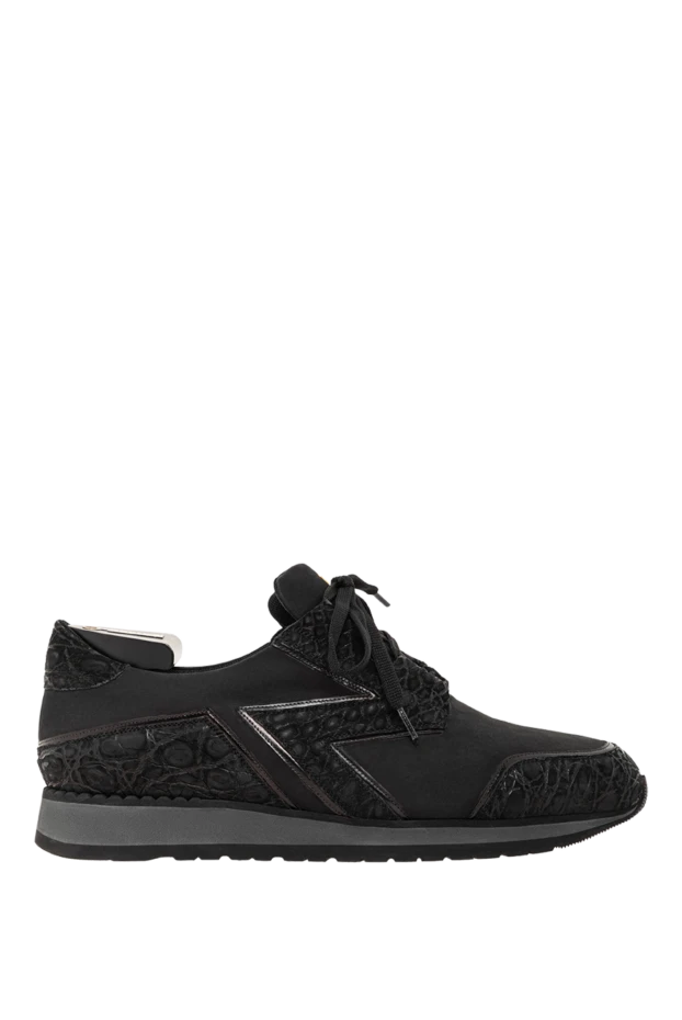 Кроссовки из матовой кожи с фактурными вставками кожи крокодила
- фото 1