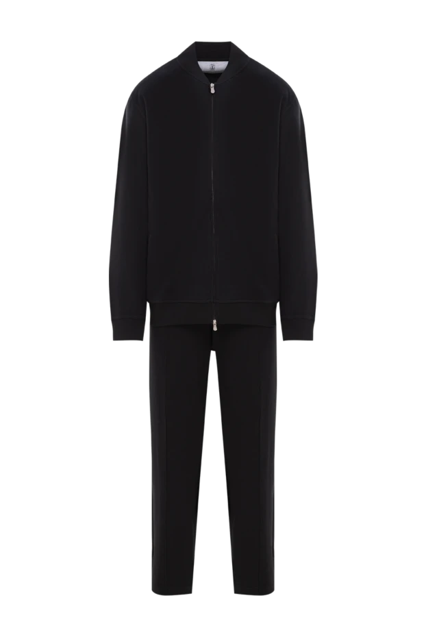 Men's black knitted suit with zipper and joggers - photo 1