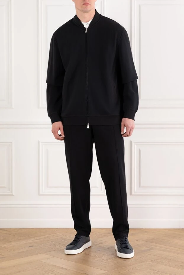 Brunello Cucinelli men's black knitted suit with zipper and joggers 188900 - photo 2