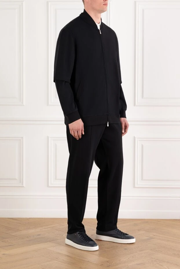 Brunello Cucinelli men's black knitted suit with zipper and joggers 188900 - photo 3