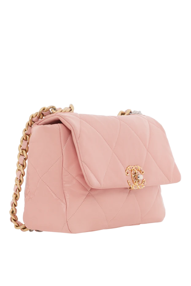Chanel қызғылт chanel 19 шынжырлы қой терісінен жасалған сөмке 188902 - фото 2