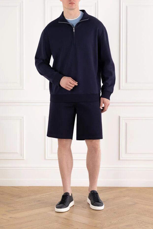 Brunello Cucinelli summer knitted suit with shorts in blue cotton 188905 - photo 2