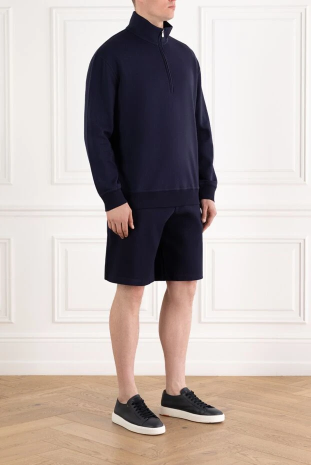 Brunello Cucinelli summer knitted suit with shorts in blue cotton 188905 - photo 3