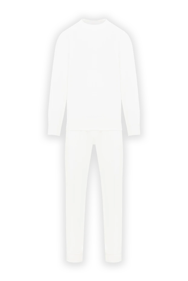 Ақ трикотаж костюмі бар жүгіруші және декорациясыз свиттері - фото 1