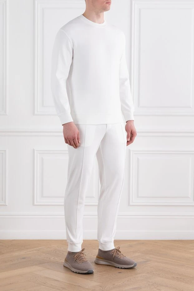 Brunello Cucinelli white knitted suit with joggers and a sweatshirt without decoration 188906 - photo 3