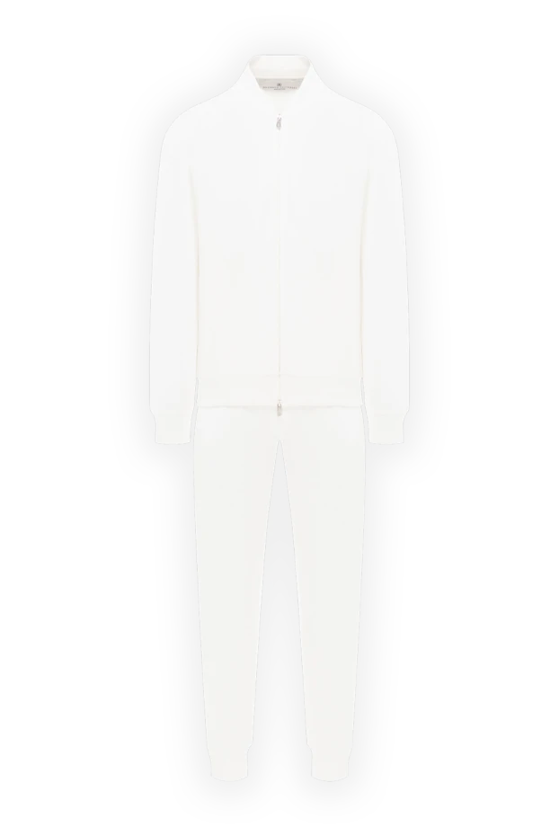 Костюм трикотажный мужской белый с джоггерами на молнии - фото 1