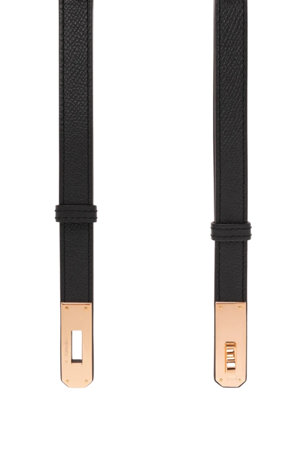 Hermes кожаный ремень из телячьей кожи epsom с розовой пряжкой kelly 18 черный 188921 - фото 3