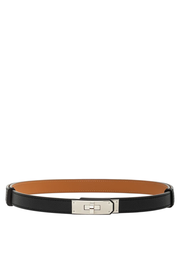 Epsom Calfskin Leather Belt with Palladium Buckle Kelly 18 Black - photo 1