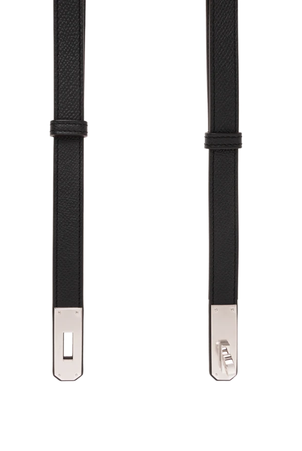 Hermes кожаный ремень из телячьей кожи epsom с палладиевой пряжкой kelly 18 черный 188922 - фото 3