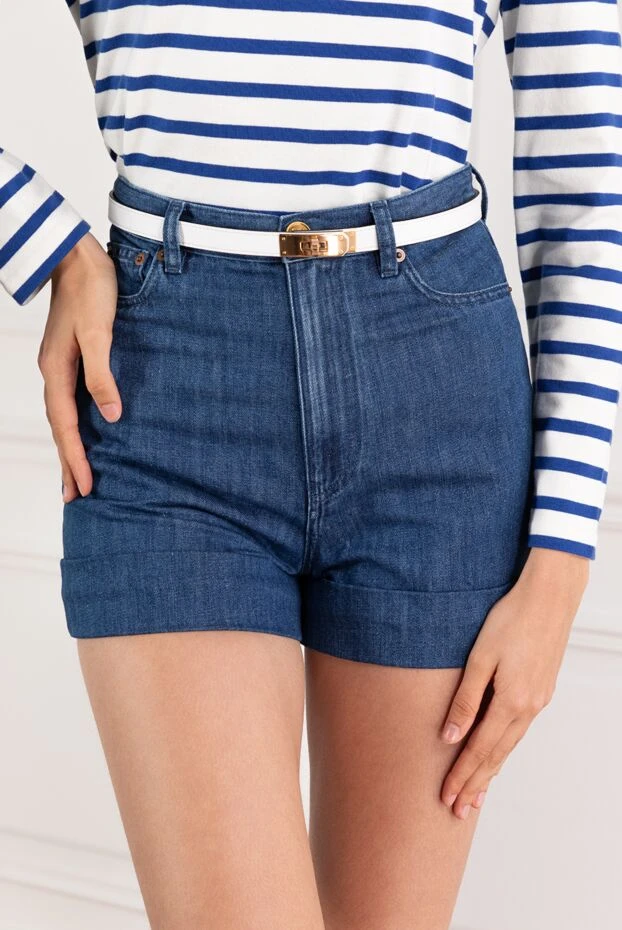 Hermes кожаный ремень из телячьей кожи epsom с розовой пряжкой kelly 18 белый 188923 - фото 2