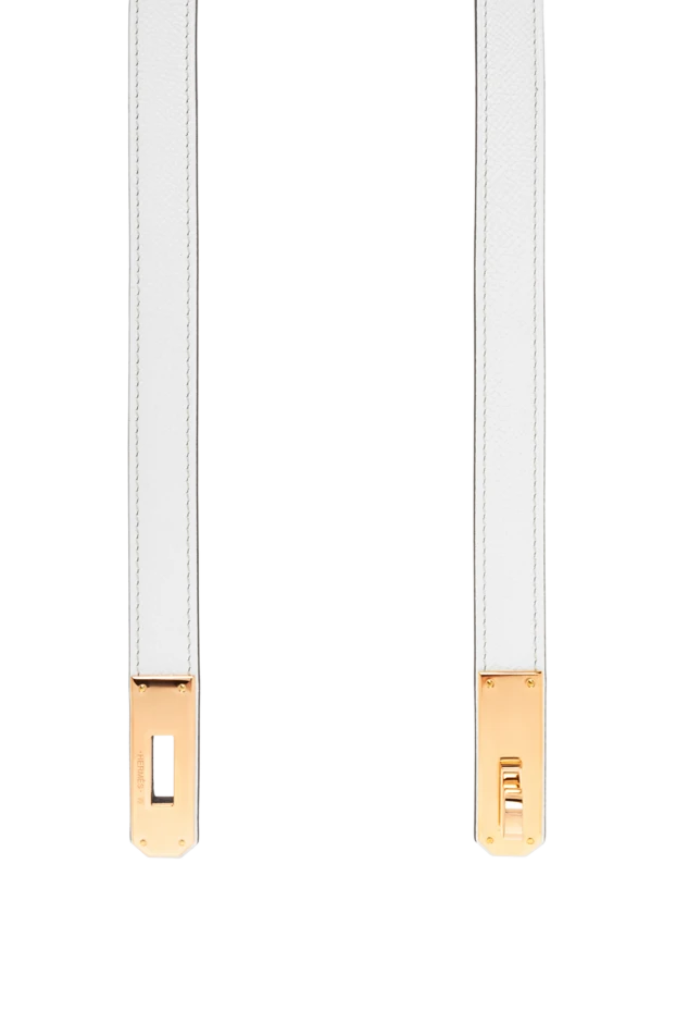 Hermes кожаный ремень из телячьей кожи epsom с розовой пряжкой kelly 18 белый 188923 - фото 3