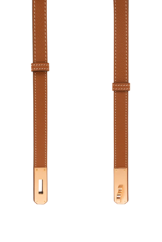 Hermes кожаный ремень из телячьей кожи epsom с розовой пряжкой kelly 18 коричневый 188924 - фото 3