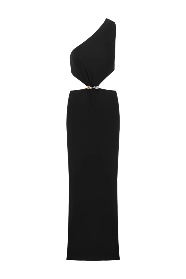 Фиолетово-черное фактурное макси-платье на одно плечо - фото 1