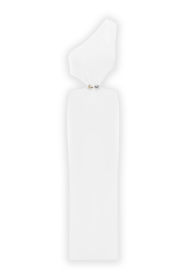 Бір иықты ақ түсті текстуралы, ілгегі бар, алдыңғы жағы тігілген көйлек - фото 1