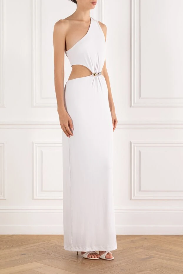 Moeva white textured one shoulder maxi dress with buckle detail and gathered front 188939 - photo 3