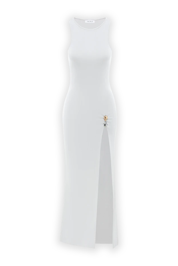 Платье-макси без рукавов Louisa с глубоким разрезом белое - фото 1