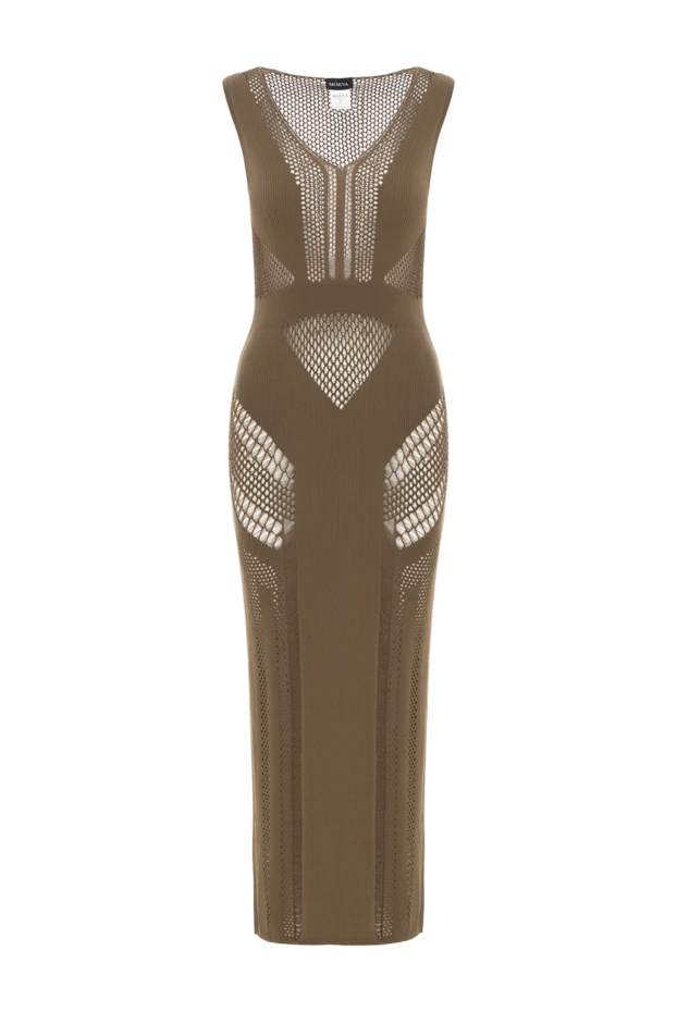 Izzy Maxi көйлегі мөлдір тоқылған өрнектері бар хаки - фото 1