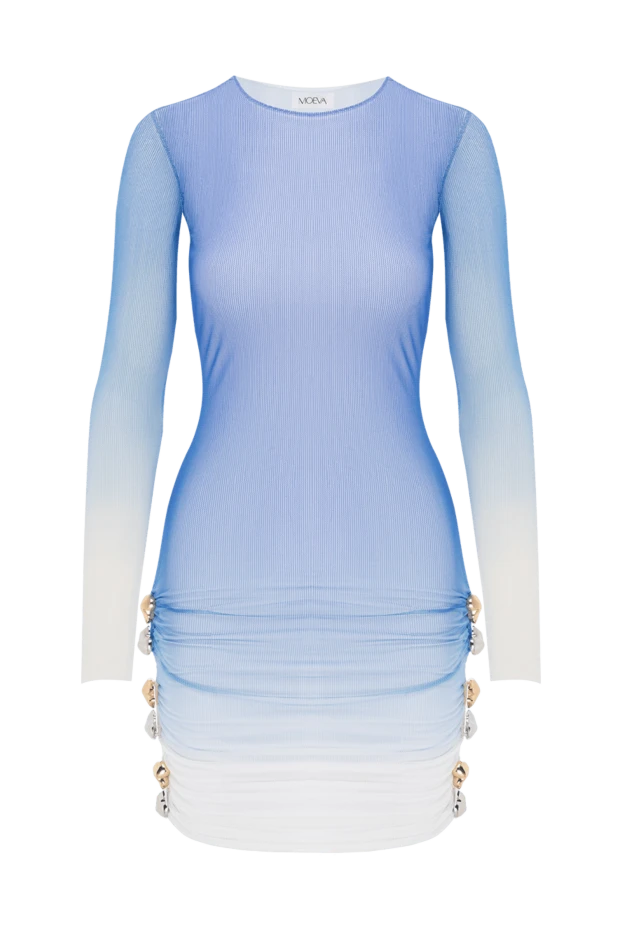 Мөлдір жеңдері бар және көк түсті тігілген шағын көйлек - фото 1