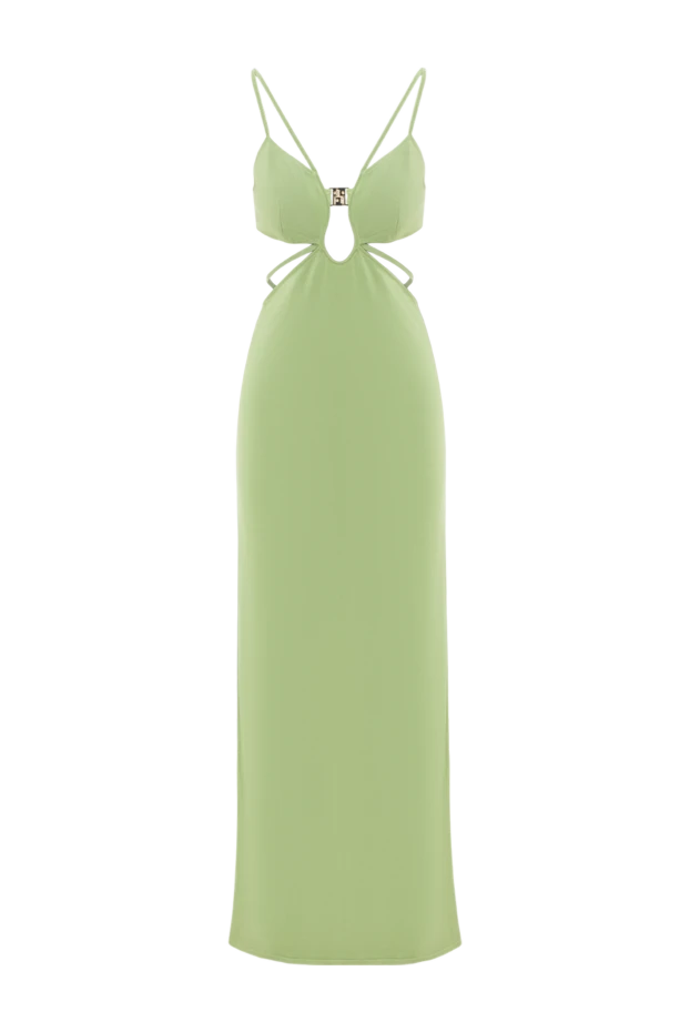 Калла көйлек Кесілген және бау екпіні жасыл түсті балтырға ұзын джерси көйлек - фото 1