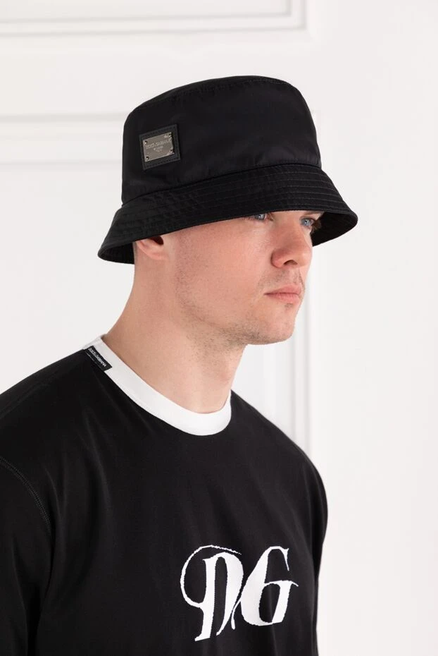 Dolce & Gabbana панама из нейлона с фирменной пластинкой черная мужская 188971 - фото 2