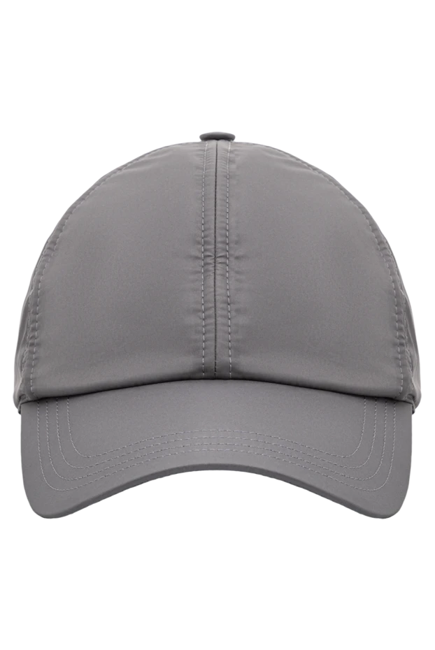 Серая бейсболка с металлической пластиной и логотипом - фото 1