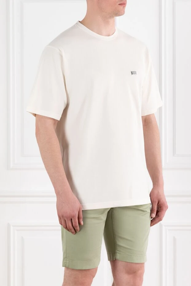 Dolce & Gabbana белая футболка оверсайз из хлопкового пике с логотипом 188973 - фото 3