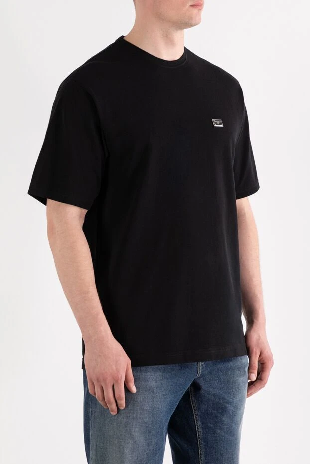 Dolce & Gabbana черная футболка оверсайз из хлопкового пике с логотипом 188974 - фото 3