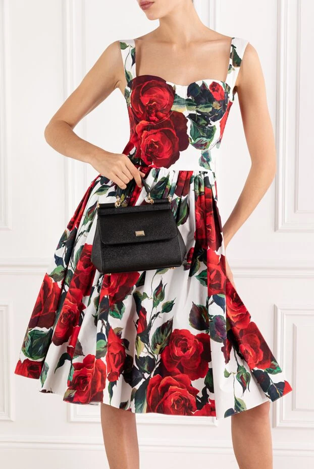 Dolce & Gabbana сицилия орташа дофин бұзау терісінен жасалған қап қара 188984 - фото 2