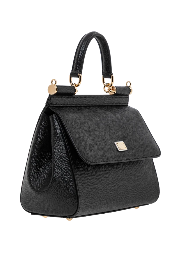 Dolce & Gabbana сицилия орташа дофин бұзау терісінен жасалған қап қара 188984 - фото 3