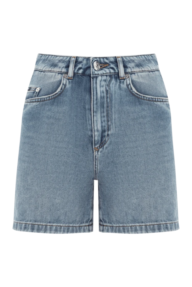 Loose Fit Cotton Denim Shorts Blue Women's - photo 1