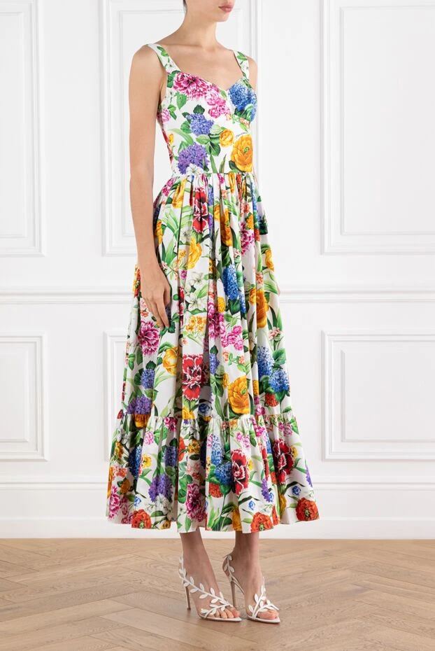 Dolce & Gabbana long cotton poplin bustier dress with floral print white 188995 - photo 3