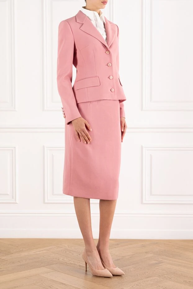 Dolce & Gabbana розовый однобортный пиджак dolce из шерстяного крепа с юбкой 188996 - фото 3