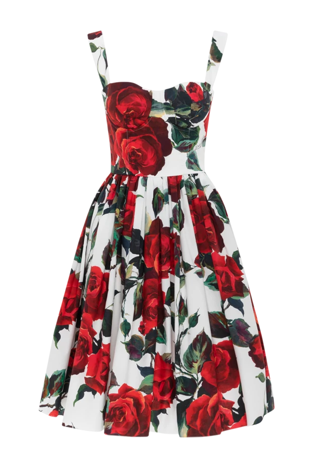 Раушан баспасы бар мақтадан жасалған поплин миди көйлек - фото 1