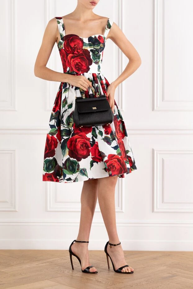 Dolce & Gabbana cotton poplin midi bustier dress with rose print 188997 - photo 2