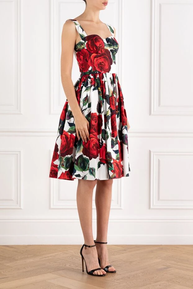 Dolce & Gabbana cotton poplin midi bustier dress with rose print 188997 - photo 3