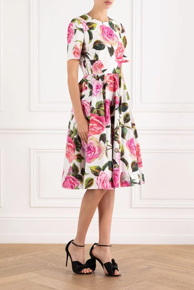 Dolce & Gabbana балалар қуыршақ стиліндегі мақта раушан басылған миди көйлек 189000 - фото 3