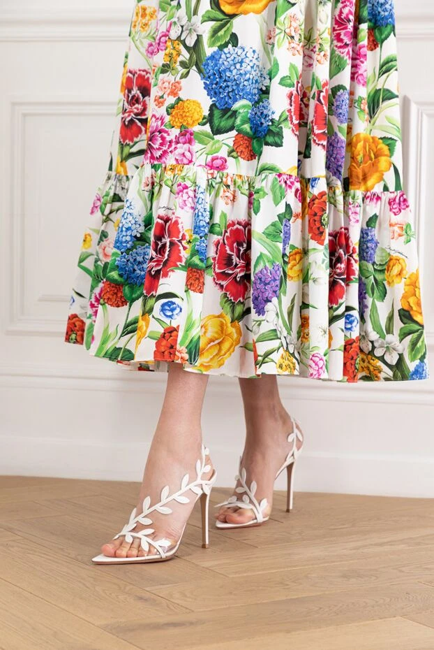 Gianvito Rossi лазермен кесілген гүлді мотиві бар flavia сандалдары ақ 189002 - фото 2