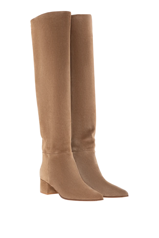 Gianvito Rossi сапоги joelle boot с круглым носком из замши с блочным каблуком бежевый 189003 - фото 3